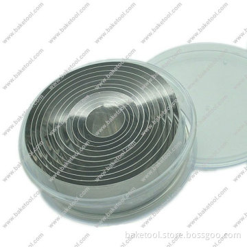 Fashion 11pcs Round shape Stainless steel Cake mold set with plain edge